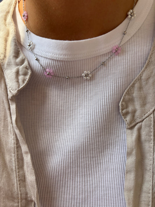 Collana in acciaio con margherite - nuovi colori