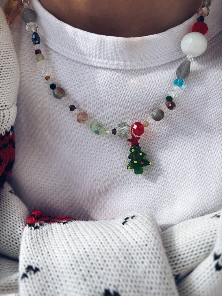 Collana natalizia in vetro - albero di Natale