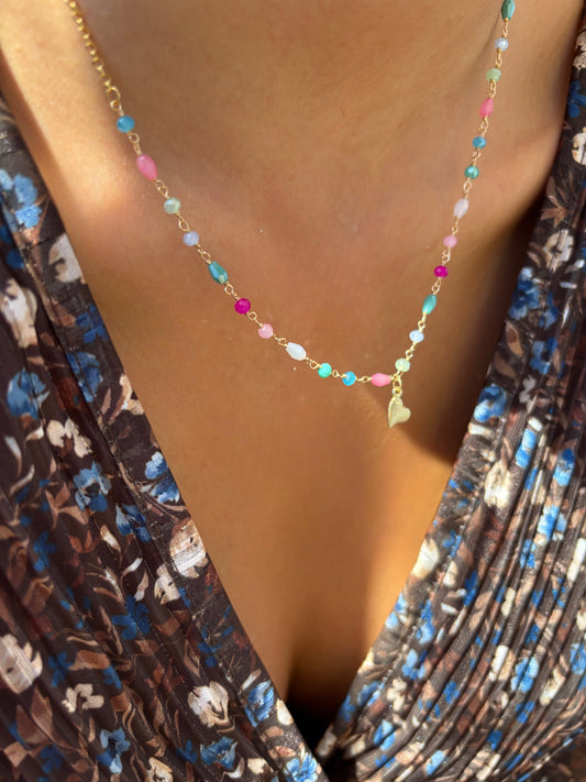 Collana rosario in argento 925 con cuore pendente