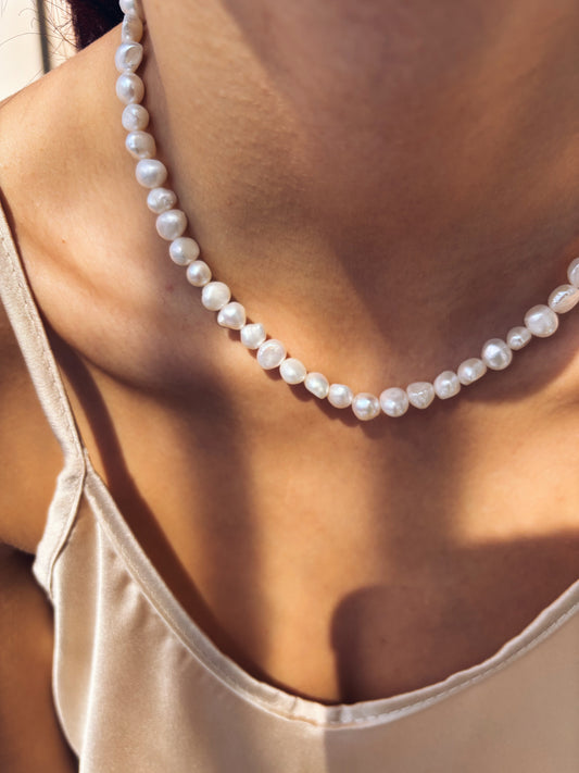 Collana perle di fiume irregolari - alta qualità
