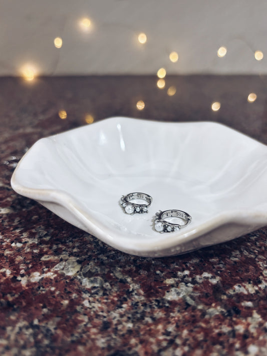 Orecchini mini cerchi in argento 925 con perline