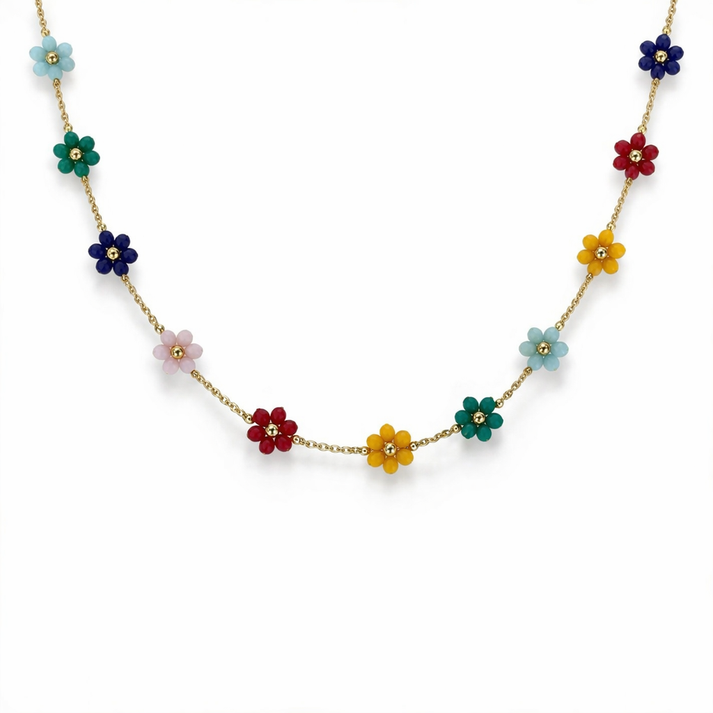 Collana in acciaio con margherite - nuovi colori