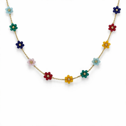 Collana in acciaio con margherite - nuovi colori