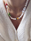 Collana con perle naturali ed elementi in vetro
