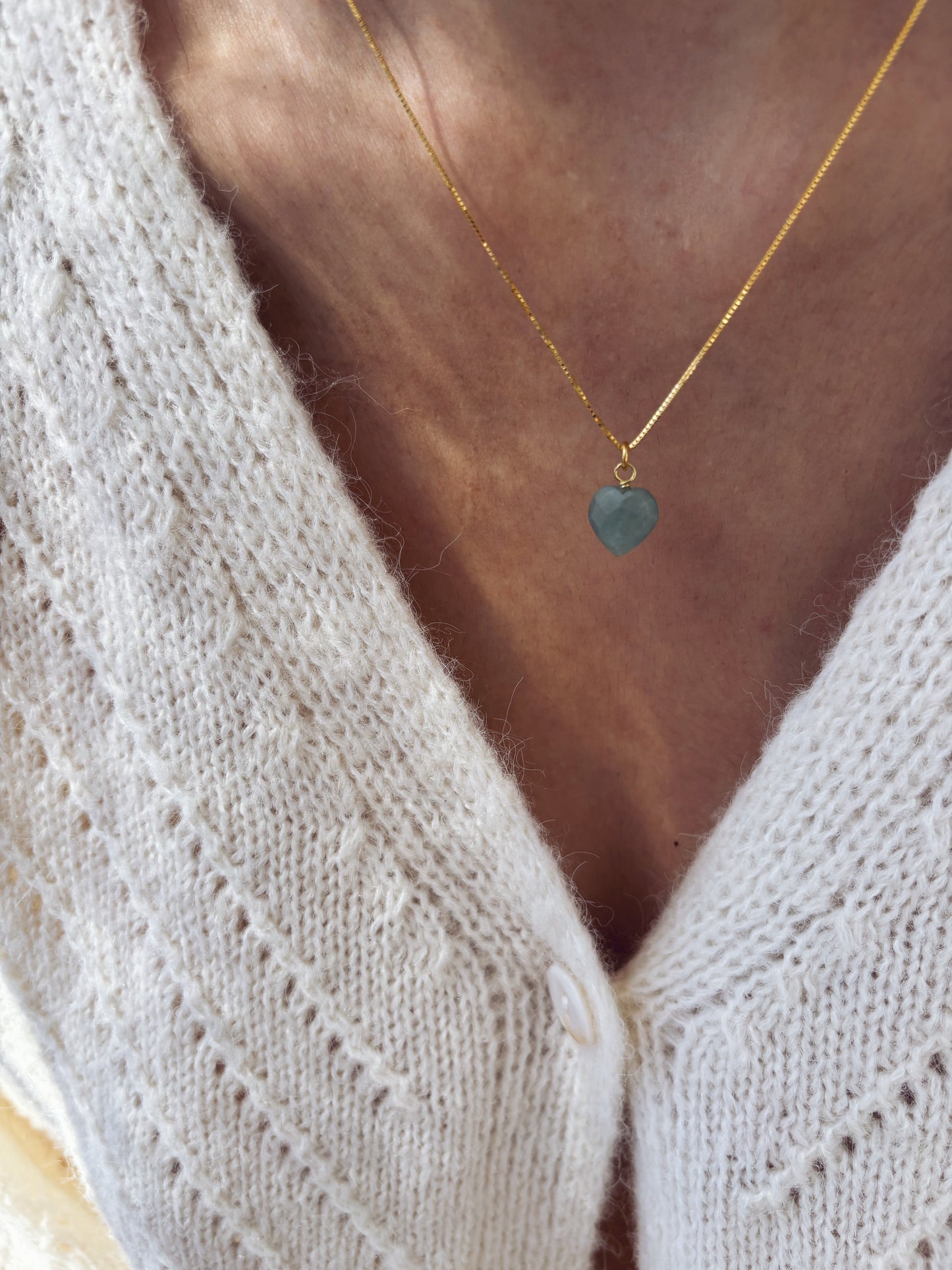 Collana in argento 925 con cuore in pietra dura sfaccettata