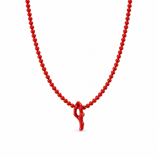 Collana in pasta di corallo rosso e corallo naturale