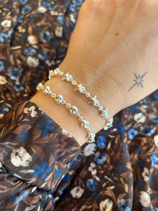 Bracciali in argento 925 con stelle e cuori