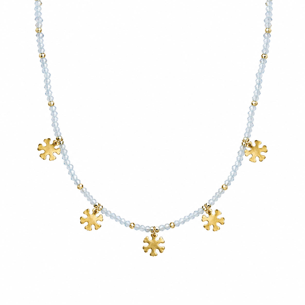 Collana con zirconi e fiocco di neve in ottone