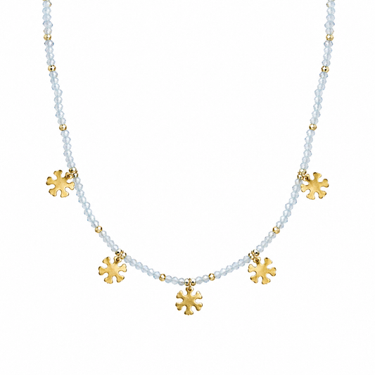 Collana con zirconi e fiocco di neve in ottone