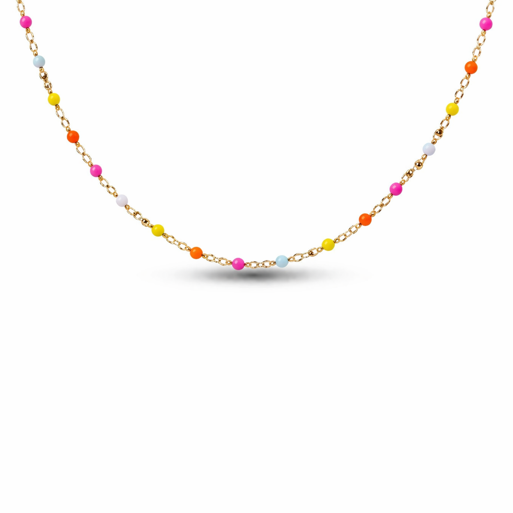 Collana in acciaio con dadini smaltati