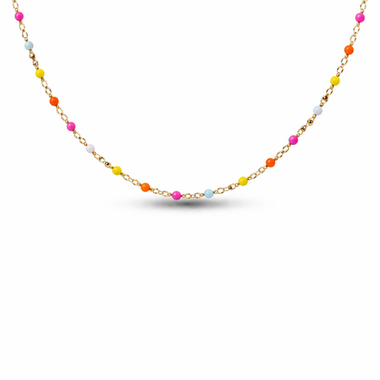Collana in acciaio con dadini smaltati