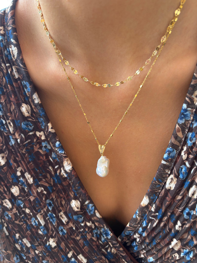 Collana con dadini in argento 925 e perla barocca