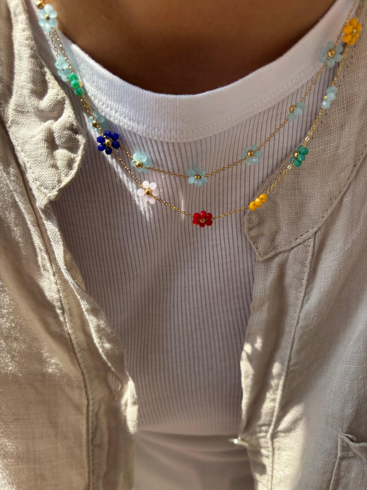 Collana in acciaio con margherite - nuovi colori