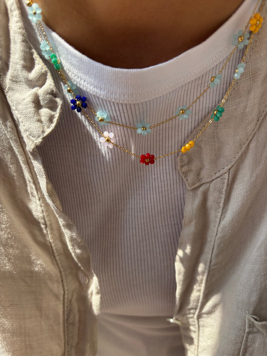 Collana in acciaio con margherite - nuovi colori