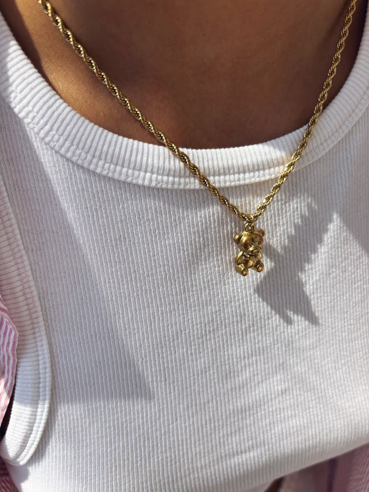 Collana in acciaio con orsetto