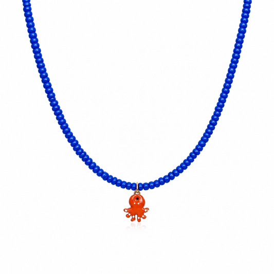 Collana con perline in vetro e polipetto