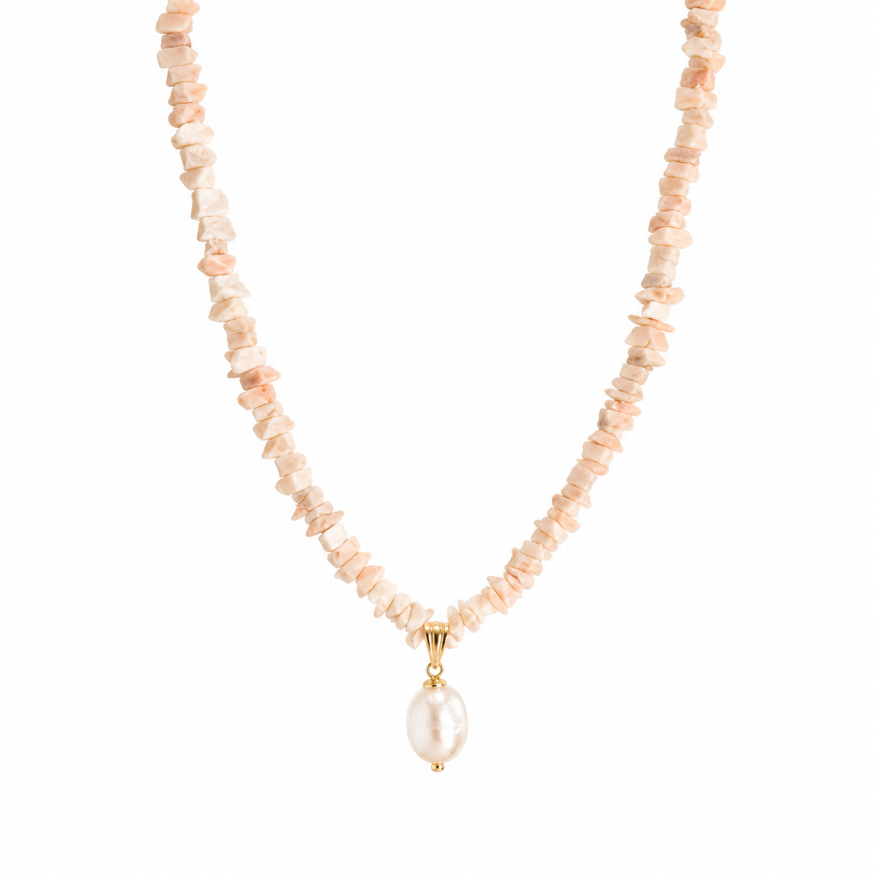 Collana in corallo rosa naturale e perla
