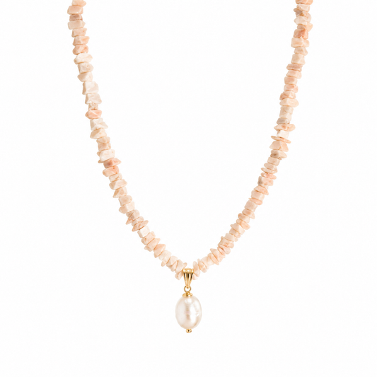 Collana in corallo rosa naturale e perla