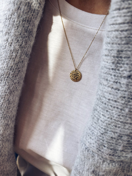 Collana moneta in acciaio dorato