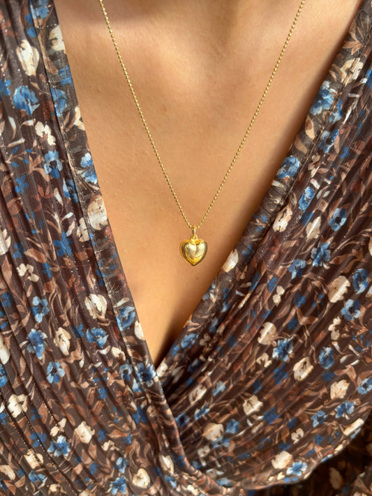 Collana in argento 925 con cuore bombato