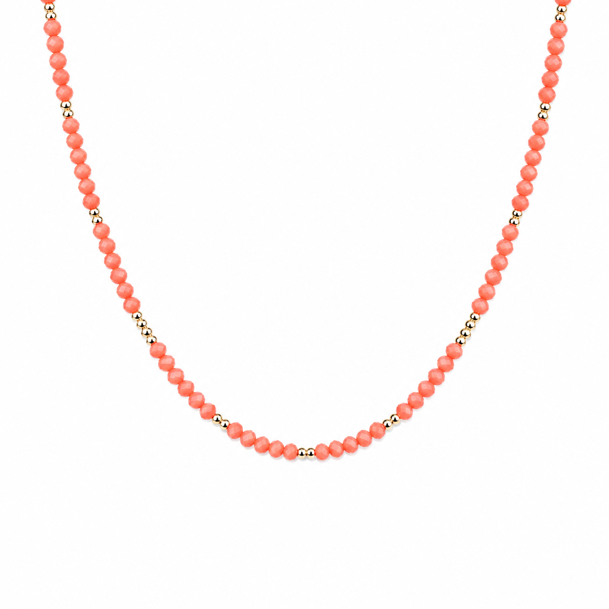 Collana in pasta di corallo salmone e perline oro