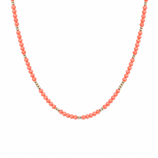 Collana in pasta di corallo salmone e perline oro