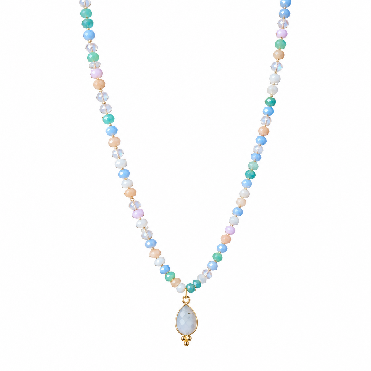 Collana rosario con quarzo trasparente