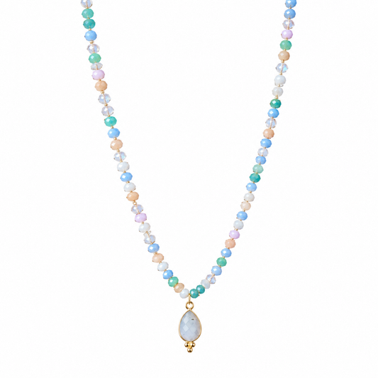 Collana rosario con quarzo trasparente