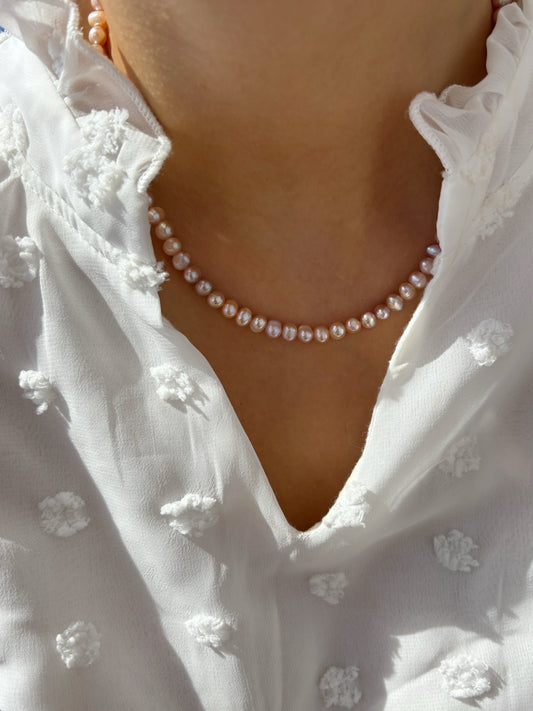 Collana con perle modello cipolla rosa cipria