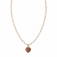 Collana rosario con fogliolina in pietra di luna