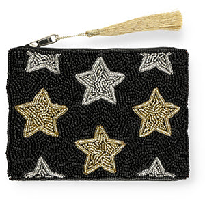 Pochette in cotone con perline cucite a mano