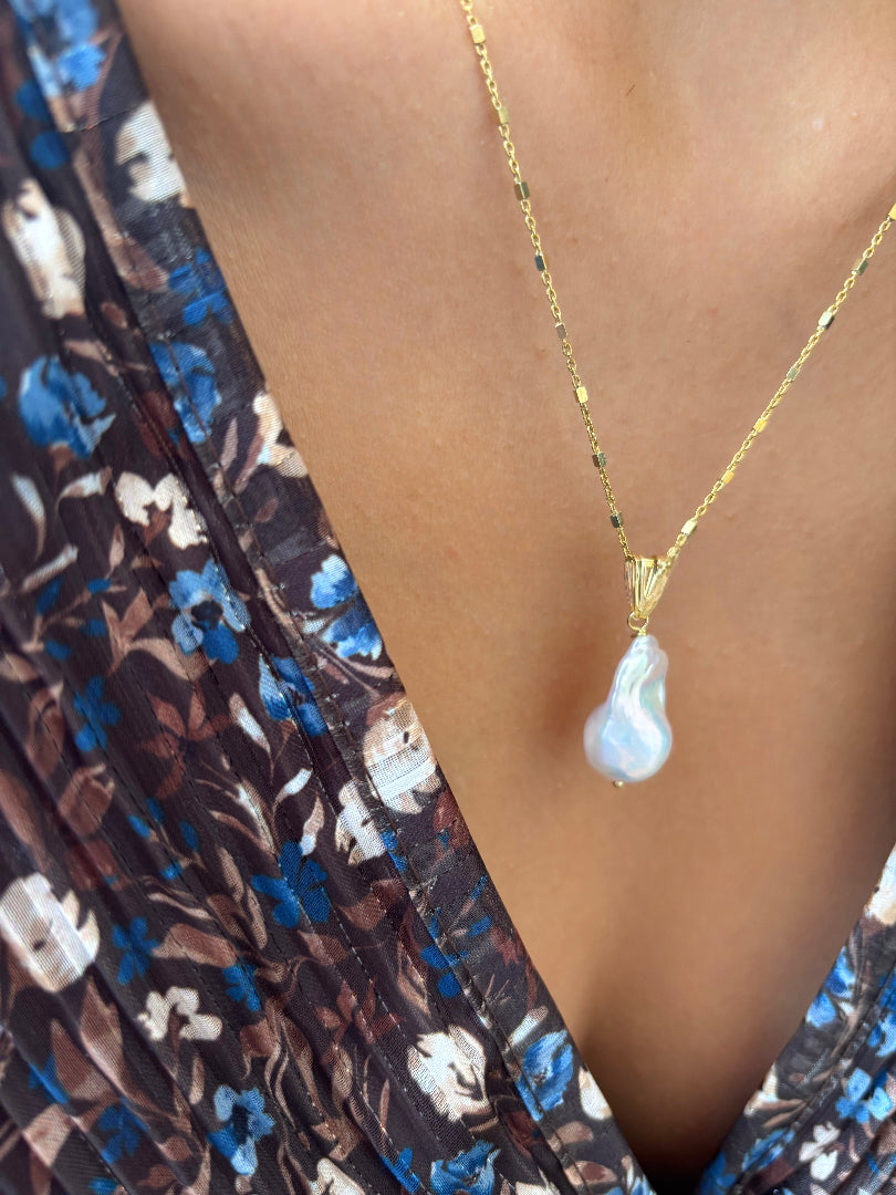 Collana con dadini in argento 925 e perla barocca