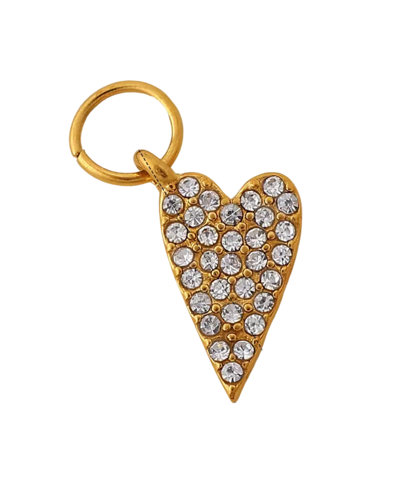 Charm cuore in acciaio con zirconi