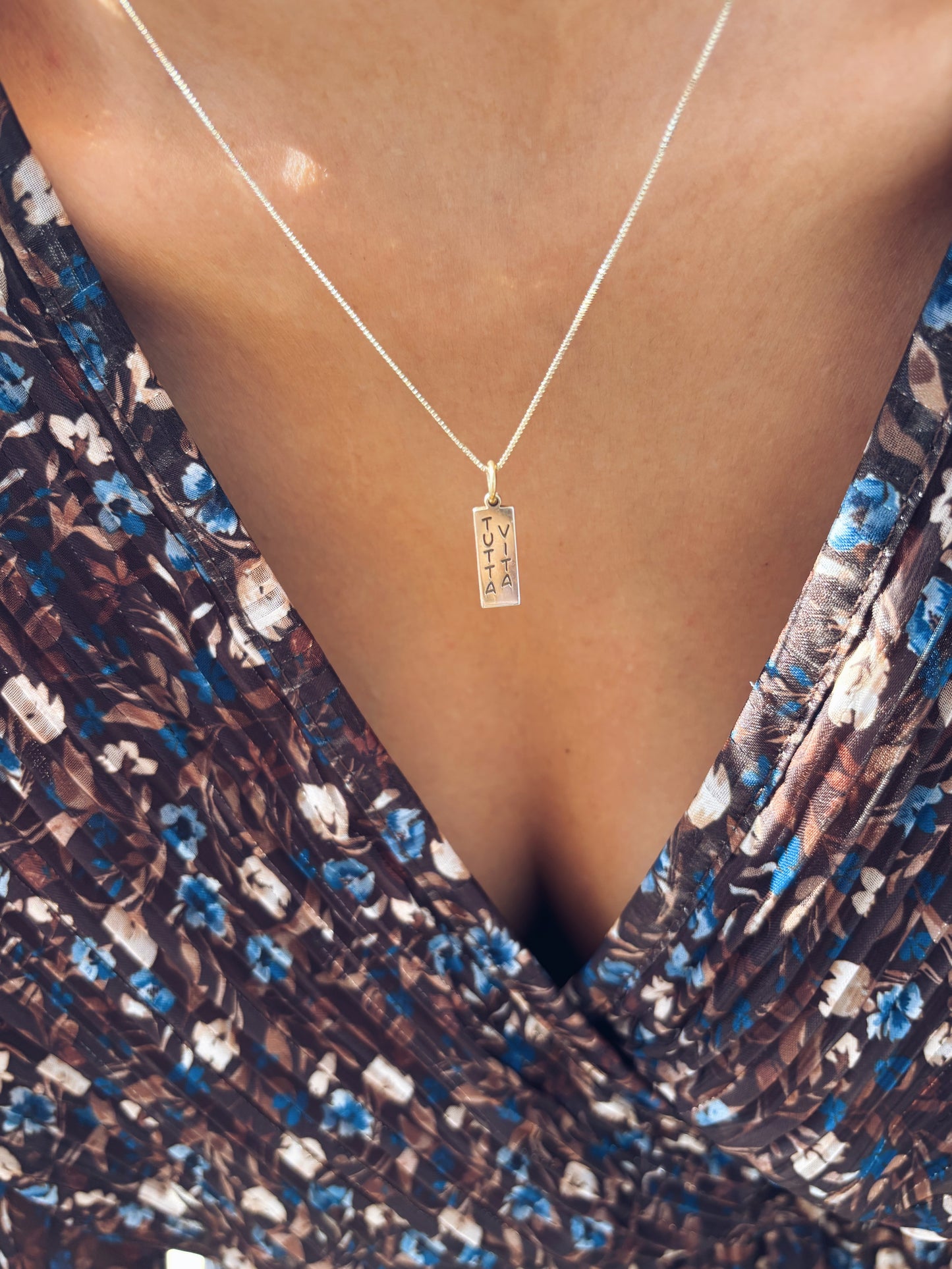 Collana in argento 925 con targhetta rettangolare personalizzata