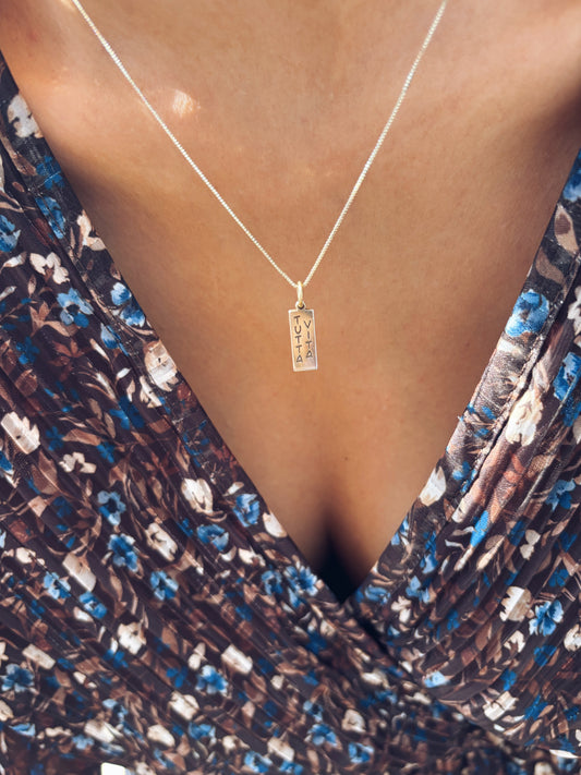 Collana in argento 925 con targhetta rettangolare personalizzata