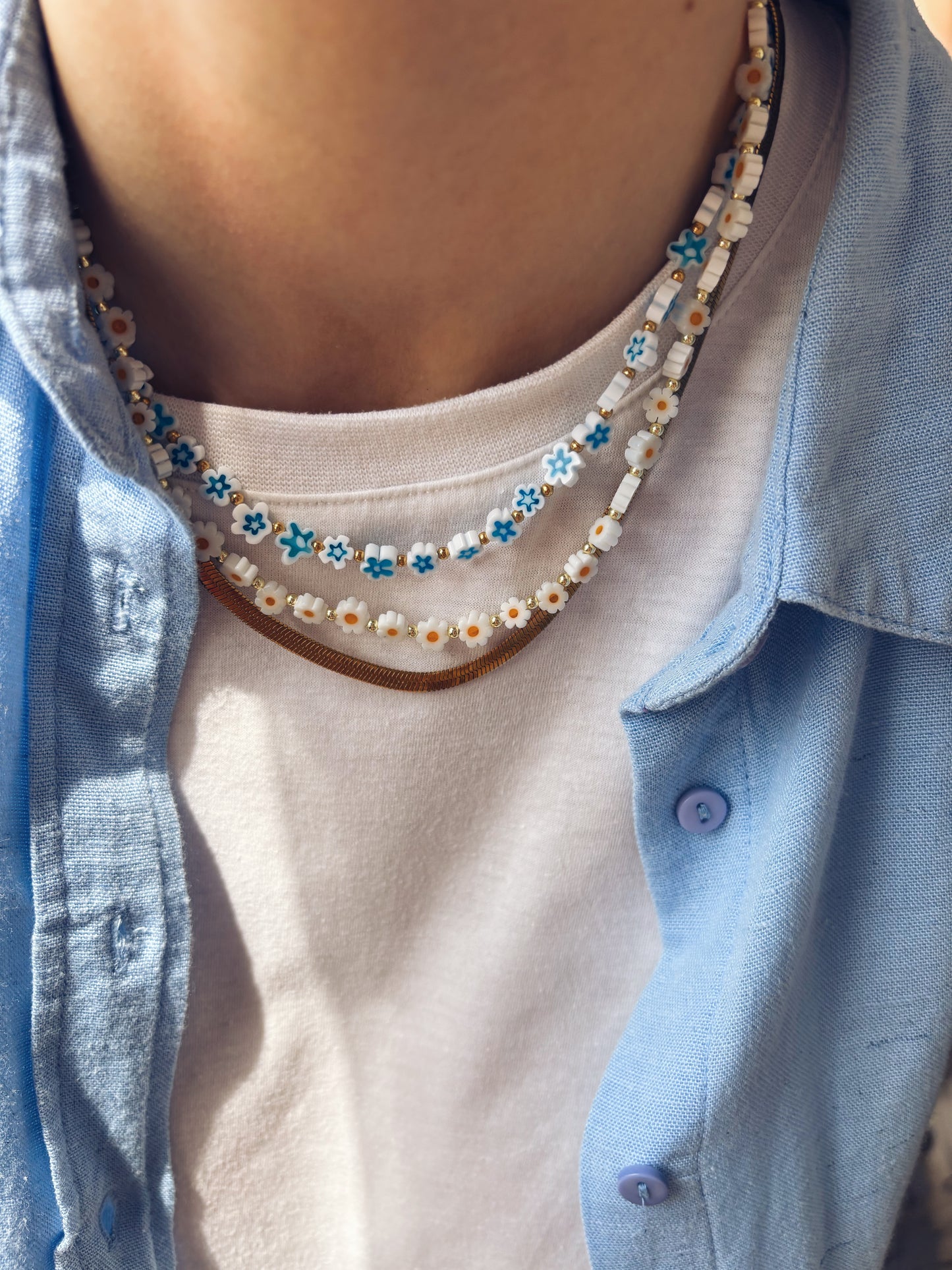 Collana con margherite in vetro di Murano - nuovi colori