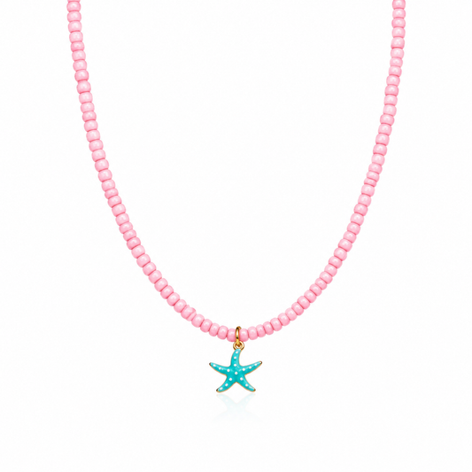 Collana con perline in vetro e stella marina