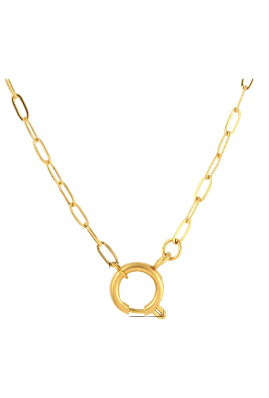 Base collana in acciaio dorato con chiusura per ciondoli