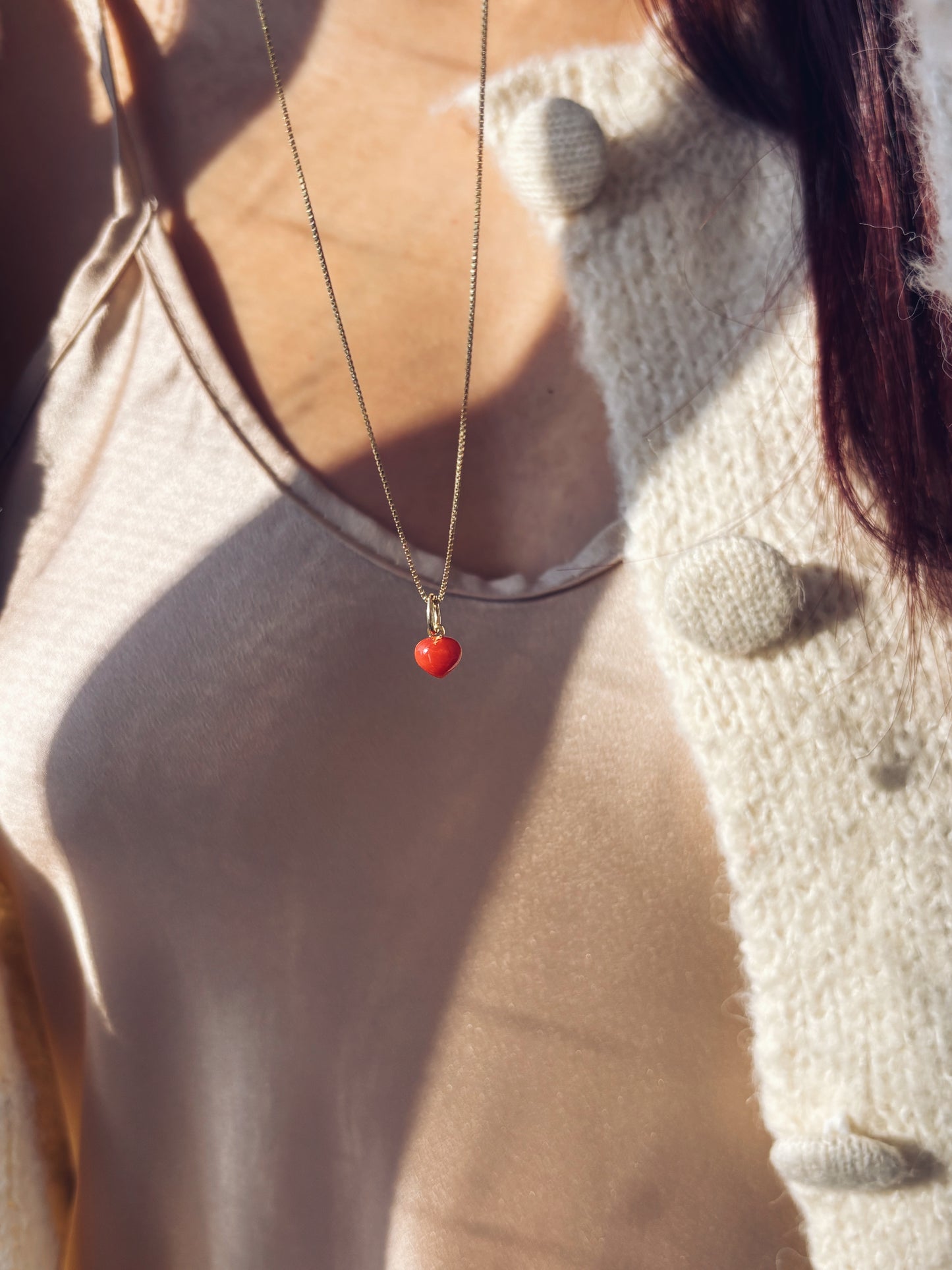 Sempre con te - Collana in argento 925 con cuore in corallo naturale