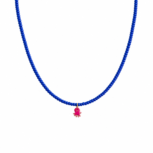 Collana con perline in vetro e polipetto