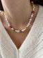 Collana con perle, fragole in vetro e pietre di Murano