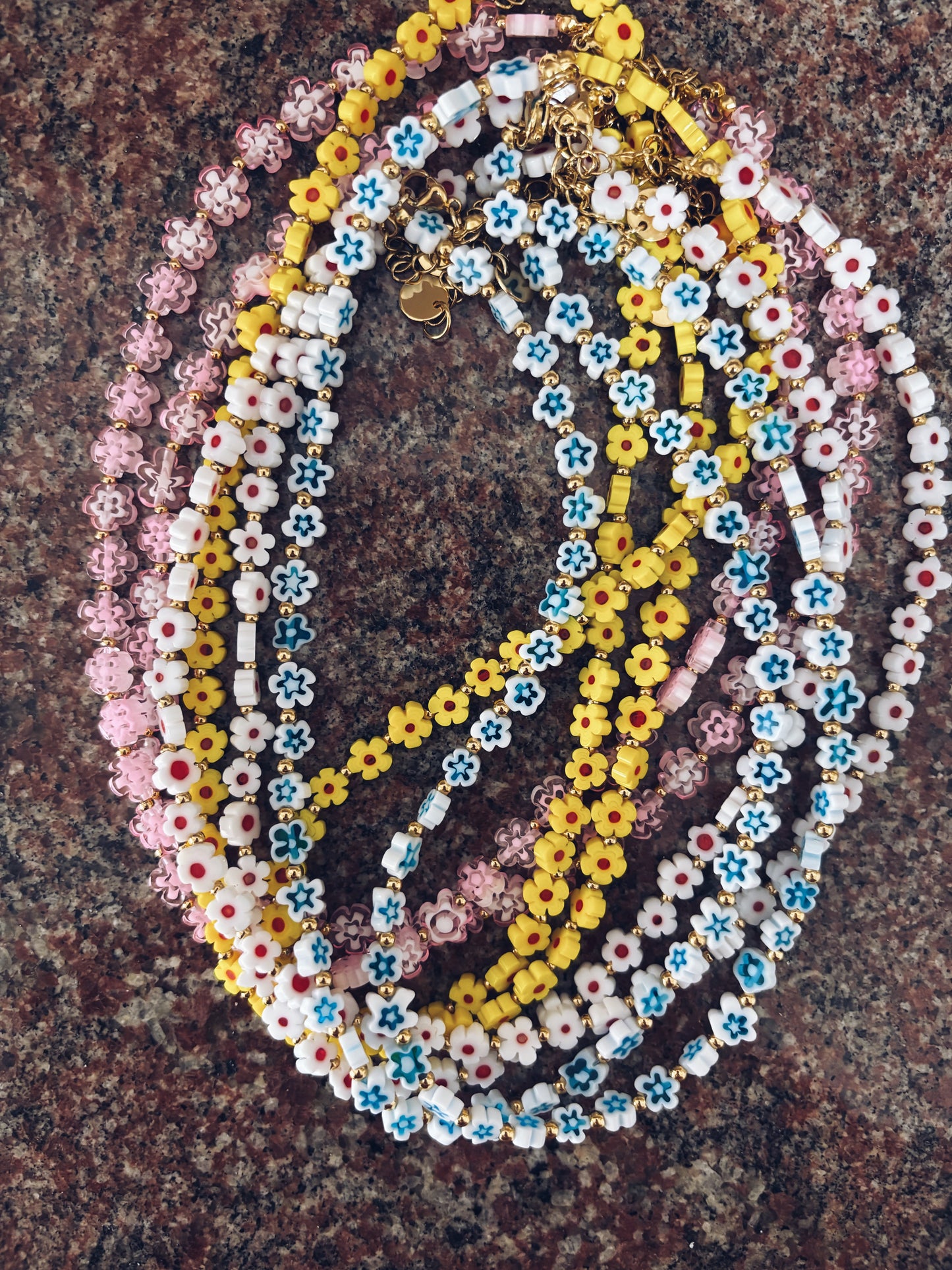 Collana con margherite in vetro di Murano - nuovi colori