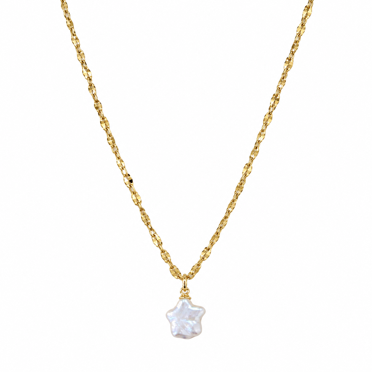Collana lunga con stella in perla di fiume