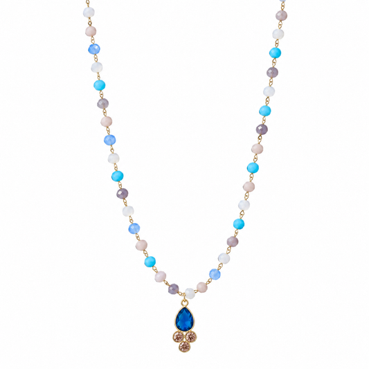 Collana rosario con topazio e corniola