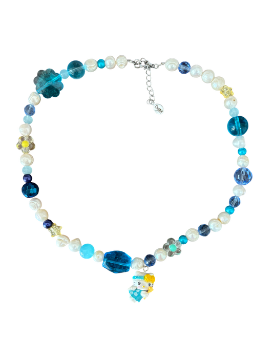 Collana con perline in vetro e ciondolo Kitty