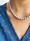 Collana con perle di fiume grigie