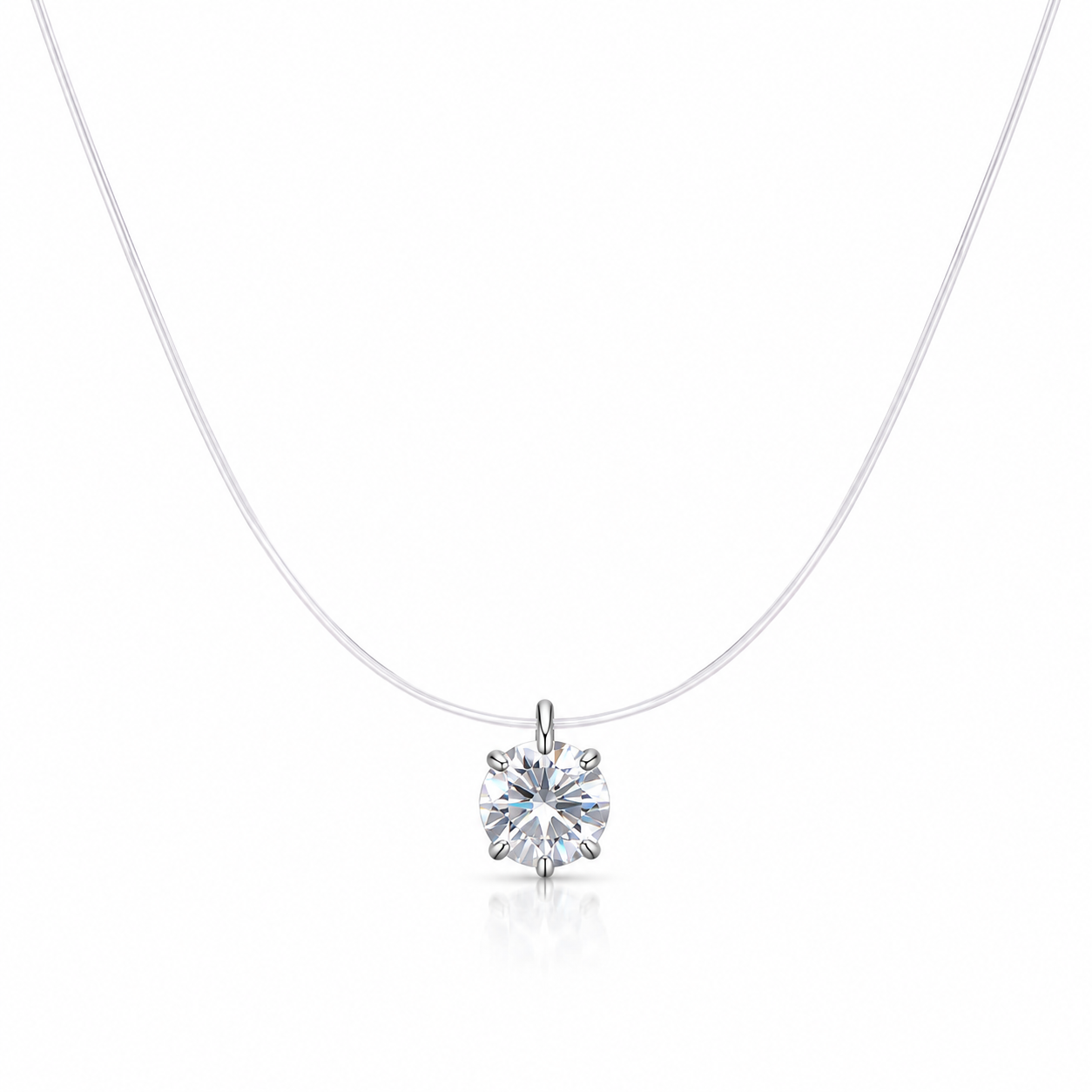Collana punto luce in acciaio con filo di nylon