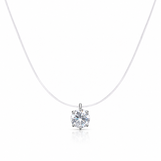 Collana punto luce in acciaio con filo di nylon