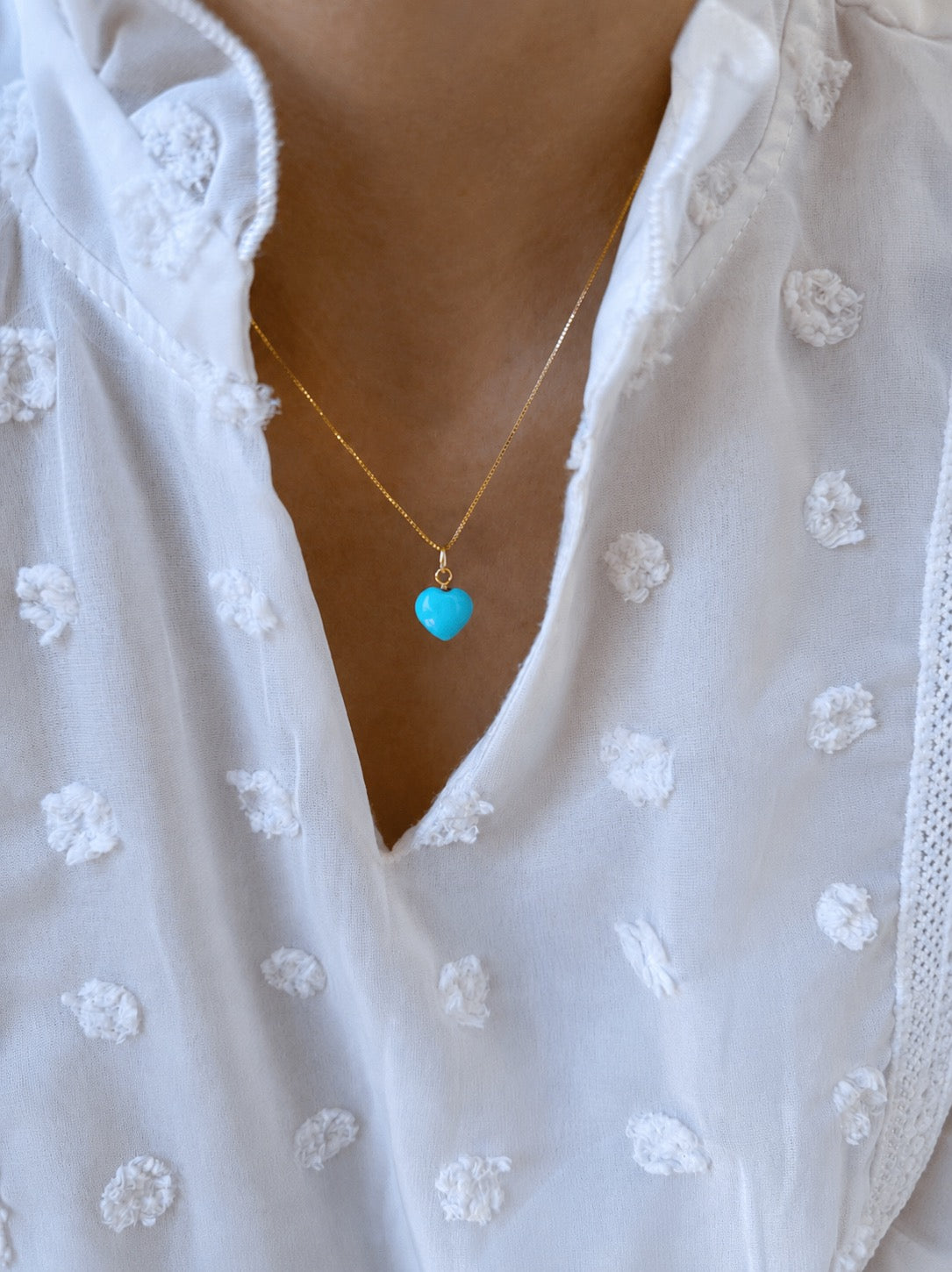 Collana in argento 925 con cuore in pasta di turchese
