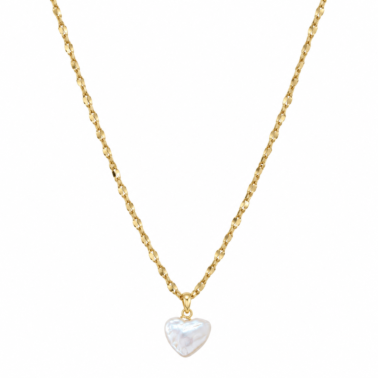 Collana lunga con cuore in perla di fiume